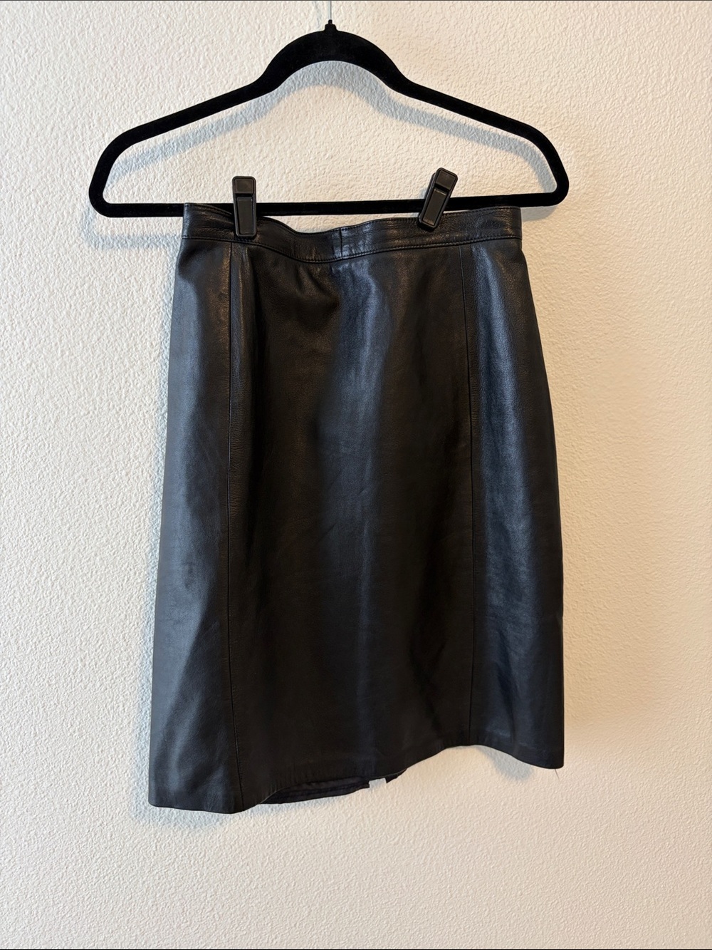 Vintage Black Leather Pencil Skirt
